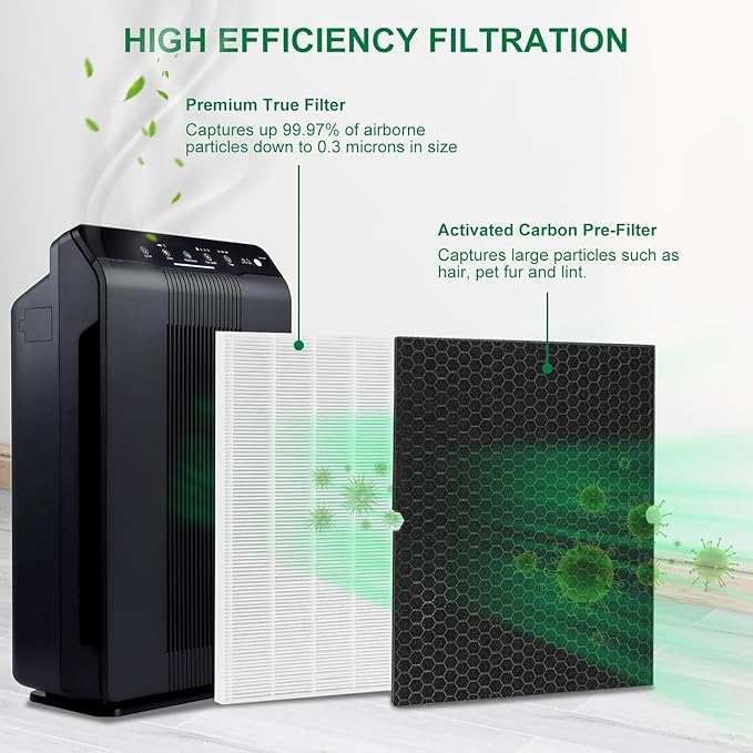 116130 Replacement Filter H for Winix 5500-2 AM80 Air Purifier True Activated Carbon Pre-Filters 2 Pack Washable Advanced Control Filter and 2 Pack PlasmaWave Odor Reducing Carbon Filters