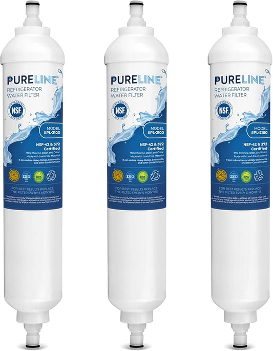 Pureline GXRTQR Inline Water Filter Replacement. Compatible with GE GXRTQR and GXRTQ. (3 Pack)