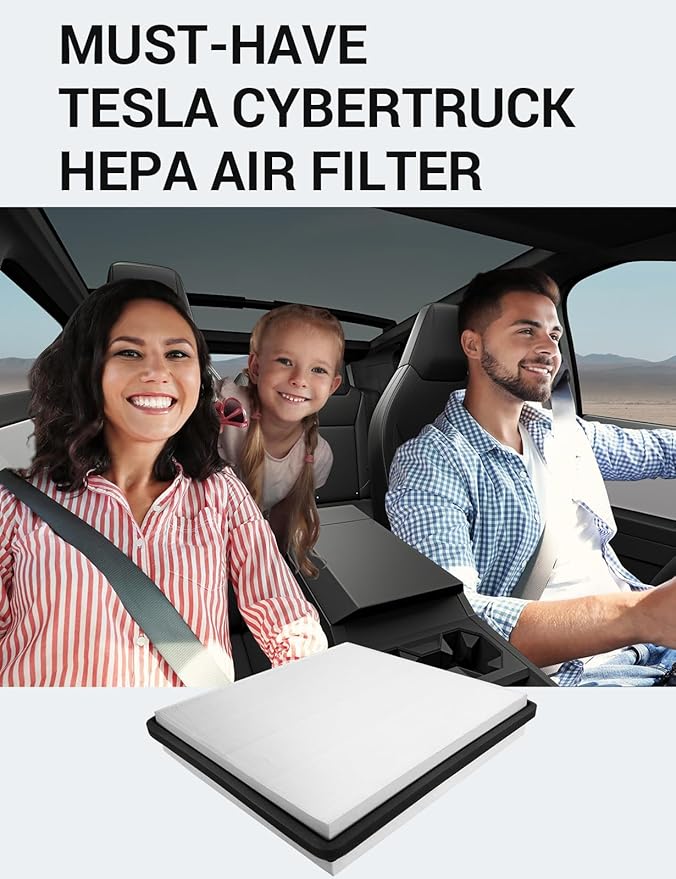 BASENOR 2026 Upgraded Tesla Cybertruck Air Filter HEPA Cabin Intake Air Filter Replacement with Activated Carbon (Proprietary Design) Cybertruck Accessories 2024 2025 2026