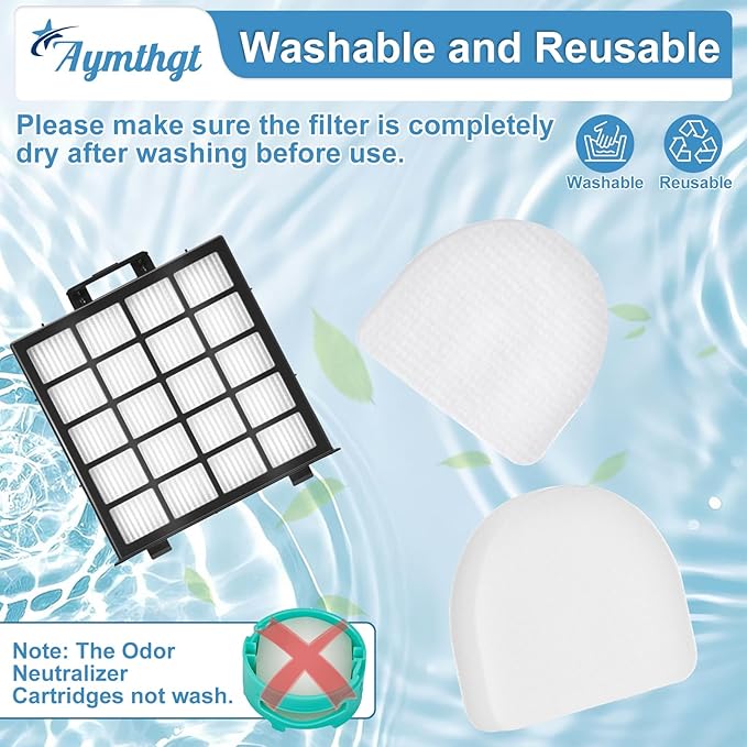 AZ4002 filter Compatible with Shark PowerDetect Pro Upright Vacuum AZ4000 AZ4002 AZ4000C AZ4002W, 2 Filters, 4 Foam & Felt Filters and 4 Odor Neutralizer Cartridges