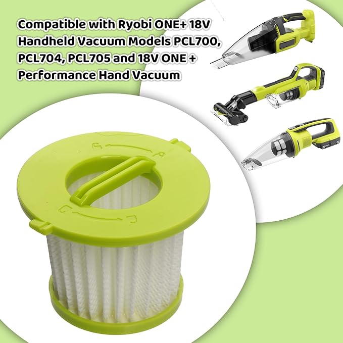4 Pack HEPA Filters Replacement Compatible with Ryobi ONE+ 18V Handheld Vacuum Models PCL700 PCL704 PCL705 Series, Also Fit HART 20-Volt Hand Vacuum HPHV34 and More, Part # A32F05N A32HF00 HAHV33