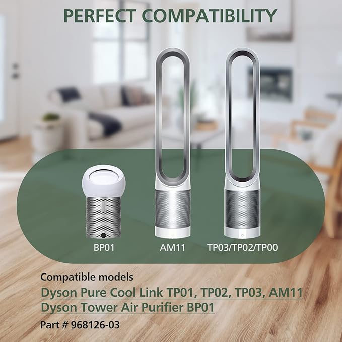 Upgraded TP01 TP02 Filter Replacement Compatible with Dyson Pure Cool Link TP01 TP02 TP03 AM11, Dyson BP01 Tower Purifier, Part no 968126-03