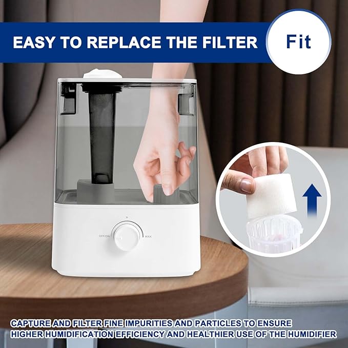 Top-Fill Humidifier Replacement Filter Compatible with Levoit Dual150 Dual200S Classic160 Classic300(S) LV600S LV600HH OasisMist450S OasisMist600S Superior 6000S - 10 Filters and 2 Clean Fish