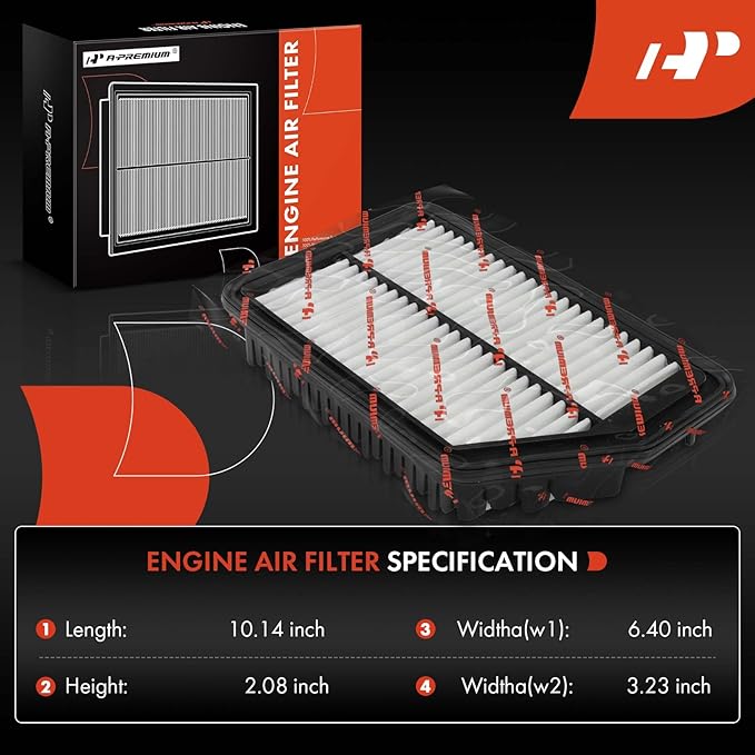 A-Premium Engine Air Filter Compatible with Hyundai & Kia model - Elantra, Elantra Coupe, Elantra GT, Forte, Forte5, Forte Koup, Sportage, Tucson, Rondo, 2010-2018, 1.8L 2.0L 2.4L, Rigid Panel