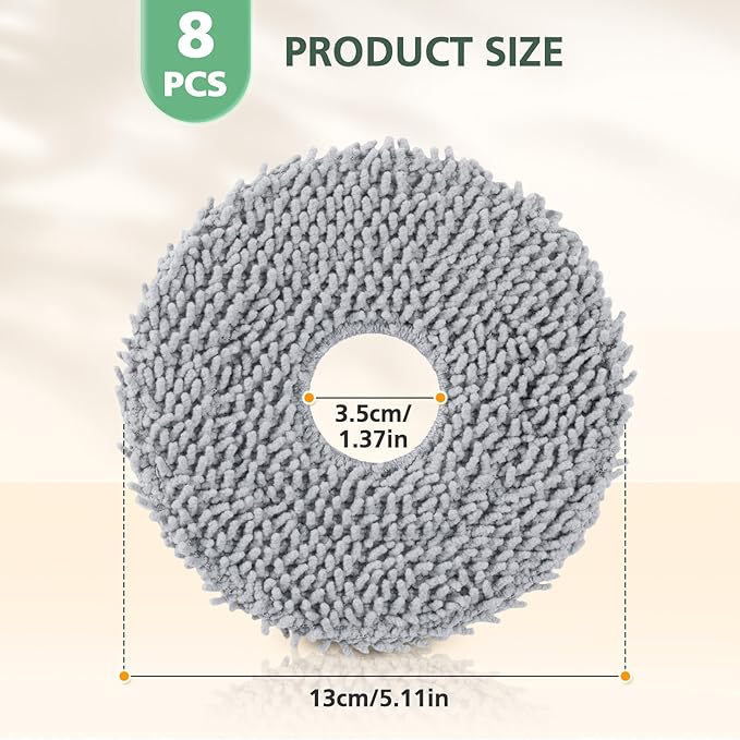 8 Pack Mop Pads for Qrevo QV 35A/ S5V/ Saros 10R/ CurvX/Edge S5A/ QV 35S/ Saros Z70/ Curv S5X/ Qrevo Slim/Qrevo MaxV/Qrevo Edge/Qrevo Curv/Qrevo S/Qrevo Pro/Qrevo Master Mop Cloth Replacement Parts