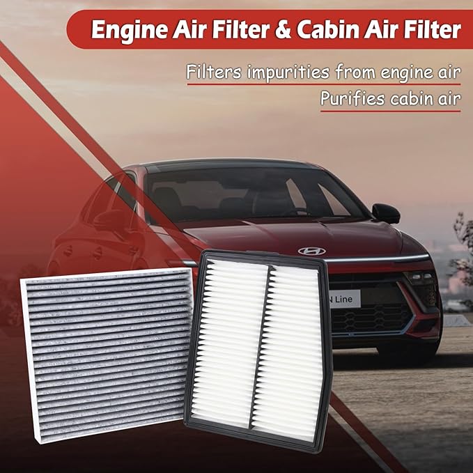 28113-L5100 Engine Air Filter and 97133-L0000 Cabin Air Filter kit Compatible with 2021-2025 Santa Fe 1.6L Hybrid 2020-2025 Sonata 2.0L Hybrid 2022-2025 Tucson Hybrid Replaces CA12817 CF12820