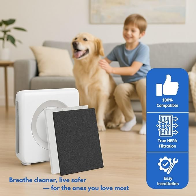 Nispira AP-1512HH Replacement Filter Compatible with Coway Airmega 200M Air Purifier AP-1518R Mighty Air (2) True HEPA (4) Activated Carbon Pre Filters