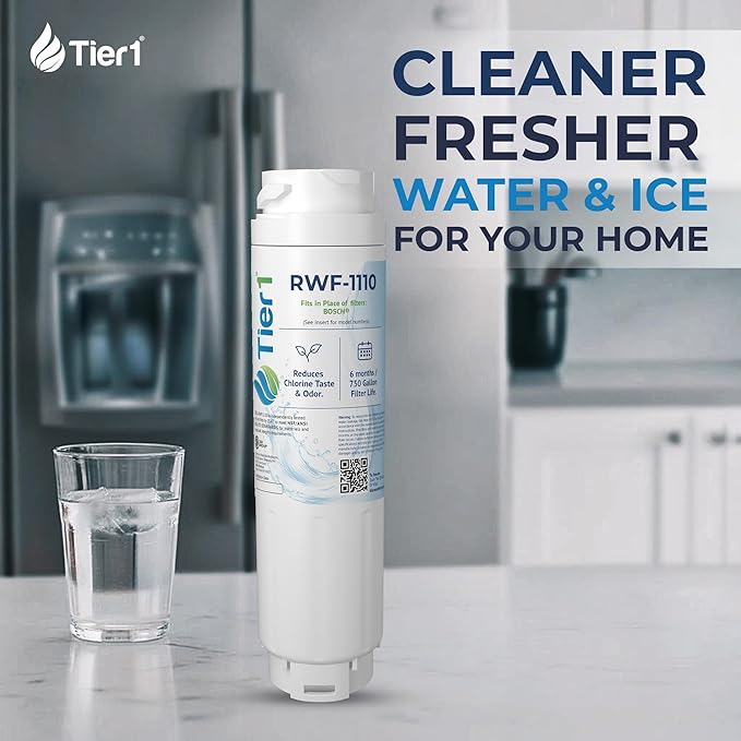 Tier1 RWF1110 9000 077104 Refrigerator Water Filter | Replacement for Bosch 644845, REPLFLTR10, UltraClarity, 11034152 Fridge Filter - Up to 18 Months Supply | Easy Install | Odor Control (3-pk)
