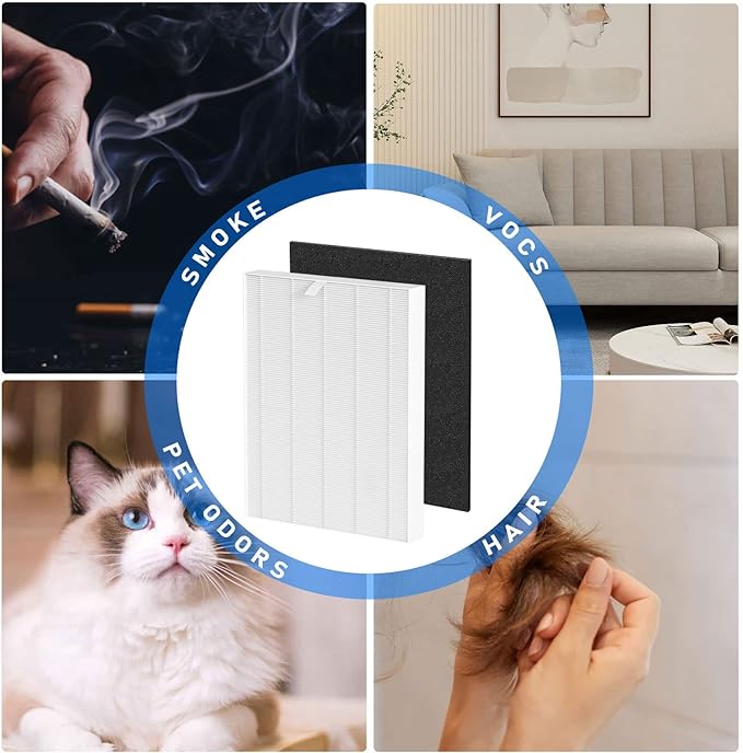 D360 True HEPA Replacement Filter D3 Compatible with Winix D360 Air Cleaner Purifier, Compare to Part Number 1712-0101-02, 2 x True HEPA Filters & 8 x Activated Carbon Filters