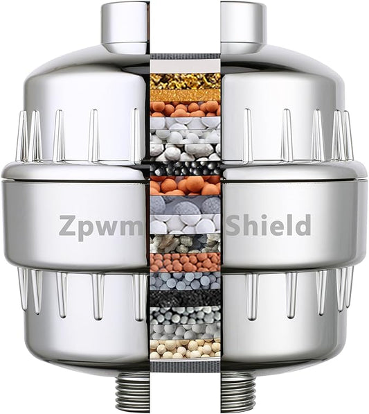 21stage shower filter. Suitable for hard water. Universal high-flow shower head filter removes chlorine, impurities, fluoride, heavy metals and odors Improve your skin, hair and nail condition, chrome