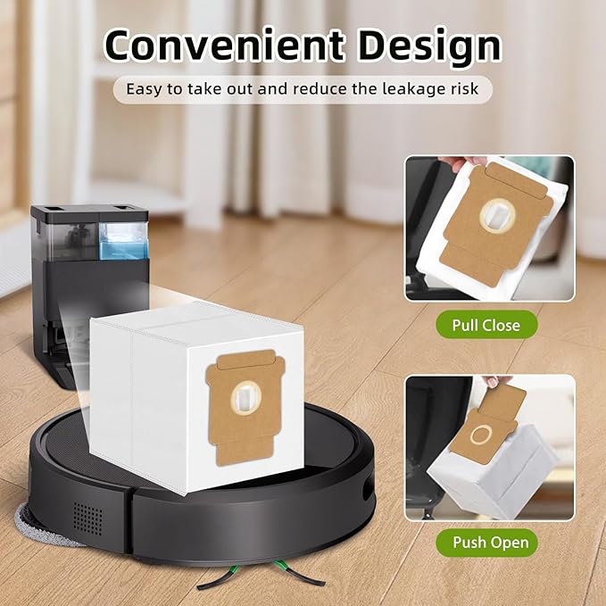 12 Pack Vacuum Dust Bags Replacement for iRobot Roomba Q0520, 1020/1010/108/106/104/105 Combo, Plus 405/504/505/507 Combo, Max 705/707 Vac Robot Clean Base Automatic Dirt Disposal Bag