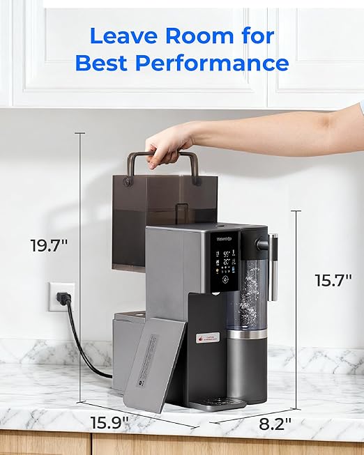 Waterdrop A2G Mineral Countertop Reverse Osmosis System Water Filter, Hot and Cold RO System, 6 Temperature Settings, 3:1 Pure to Drain, 6-Stage, Portable Pure Water Tank