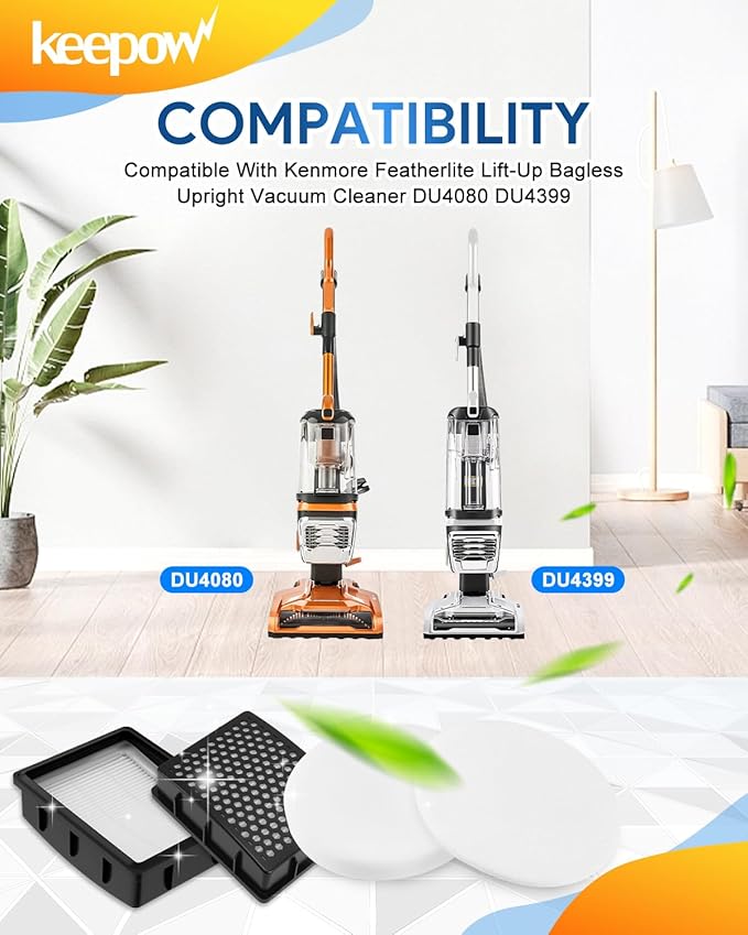 KEEPOW Vacuum Filter Compatible with Kenmore Bagless Upright Vacuum Cleaner Models DU2015 DU2012 K4010 Series, 2+4 Pack