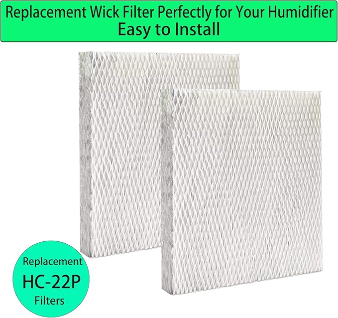 HC22P Replacement Wick Filters for Honeywell Home HE100 HE150 HE220 HE225 HE240 Whole House Humidifiers Pad, Also for Aprilaire 110 220 500 550 (2 Pcs HC22P Replacement Wick Filters)