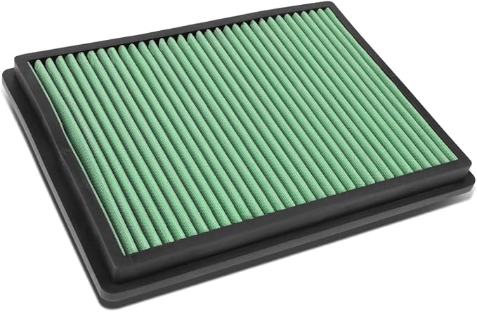 Auto Dynasty High Flow Engine Air Panel Filter Drop-in Reusable & Washable Compatible with Dodge Charger/Chrysler 300 / Challenger (Green)