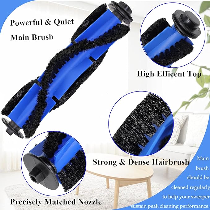 Replacement Parts for Eufy 11S Max, Accessories Kit for 15C Max, 30C Max, G30, G30 Edge, G30 Hybrid Robotic Vacuum Cleaner, Includes 4 Filters, 6 Side Brushes, 1 Roller Brush, Not Fit for 11S