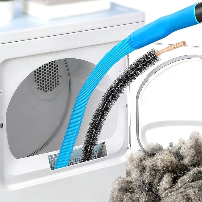 Dryer Lint Vacuum Attachment Compatible with Cordless Vacuum Cleaner, Flexible Dryer Vent Cleaner Kit Lint Dryer Lint Brush and Vacuum Hose Attachment with Universal Connector, Quickly Lint Remover