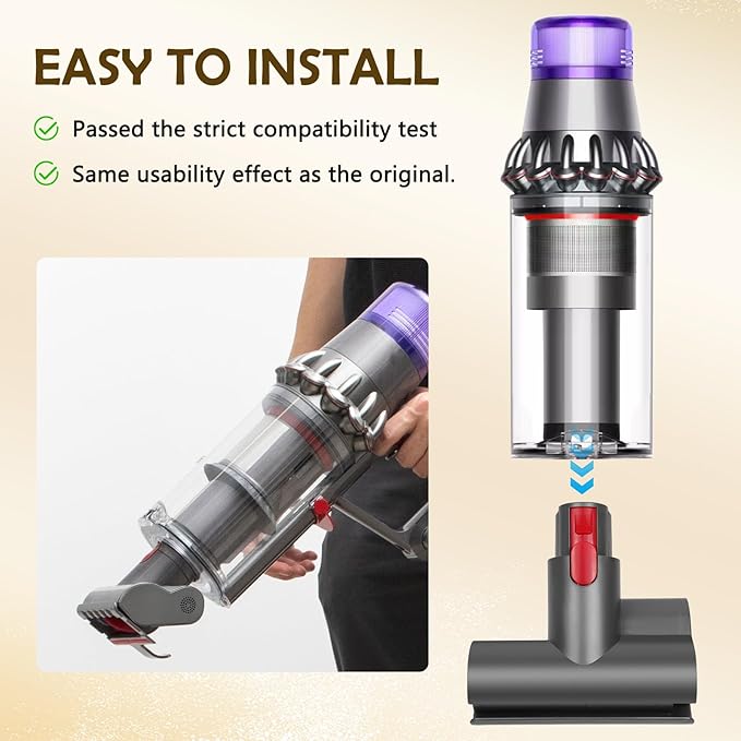 Mini Motorized tool Compatible with Dyson V7 V8 V10 V11 V15 Cordless Vacuum Cleaners, replacement vacuum cleaner heads, suitable for removing stubborn dirt on mattresses, furniture and stairs