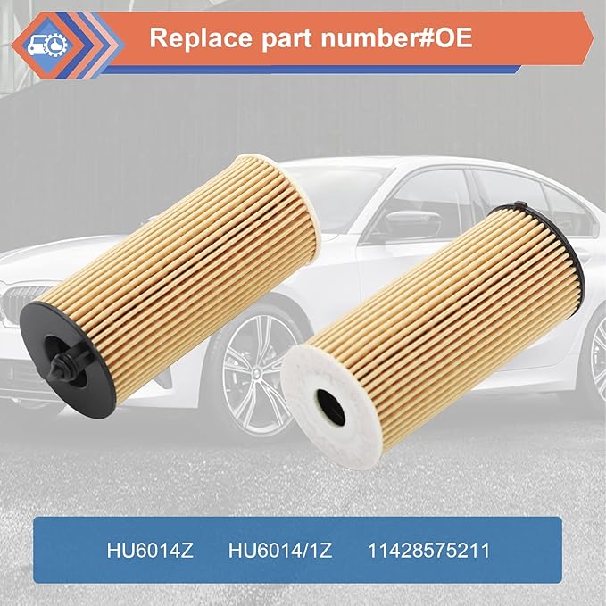 2 Pcs Oil Filter Compatible With 2016-2023 118i 230i 330i 430i 530i 740e X3 X4 Z4 GR Supra, Replace#HU6014Z, HU6014/1Z, 11428575211