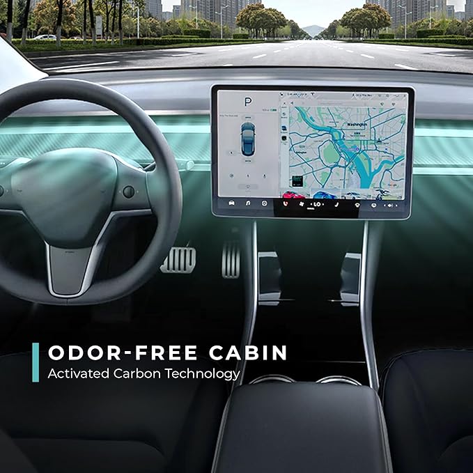 Lectron Cabin Air Filter Replacement Compatible with Tesla Model 3 & Model Y - H13 HEPA Filter with Activated Carbon - Compatible with Tesla Model Y/Model 3 (2016 or later) (2-Pack)
