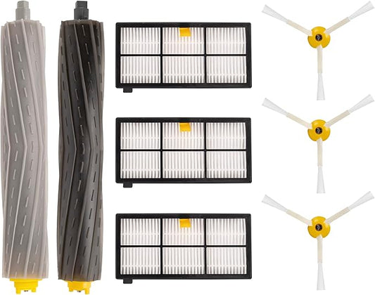 BlueStars Replacement Accessories Parts Kit for iRobot Roomba 800 900 Series 805 860 870 871 880 890 960 Robot Vacuum Cleaner | 1 Debris Extractor 3 HEPA Filters 3 Side Brushes - Extra Screws