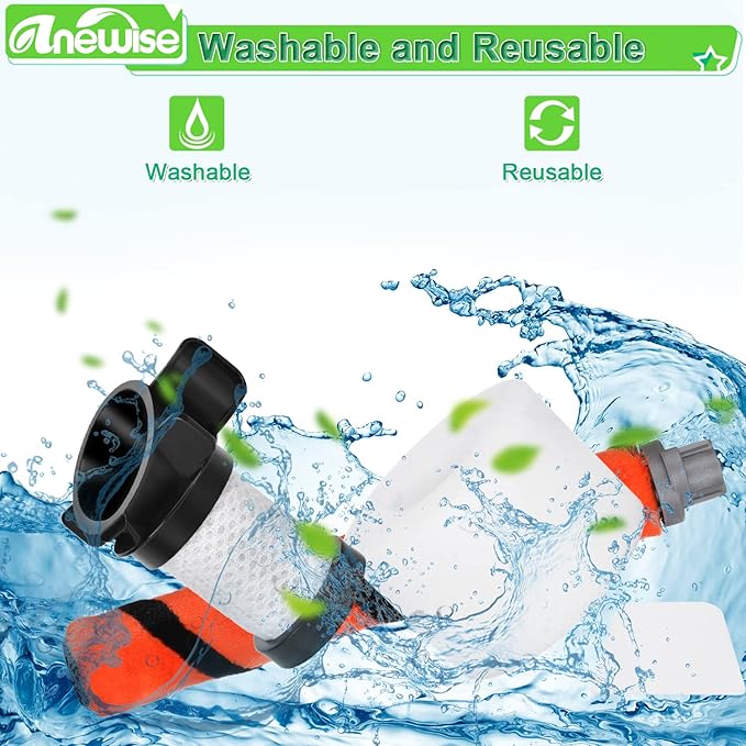 Filter Replacement for Shark ION Flex Duo Clean IF100 F80 UF280 IF200 IF201 IF202 IF203Q IF252 IF281 IF282 Cordless Vacuum, 2 HEPA + 4 Foam Felt Filters +1 Brush, Part # XPREMF100 & XPSTMF100