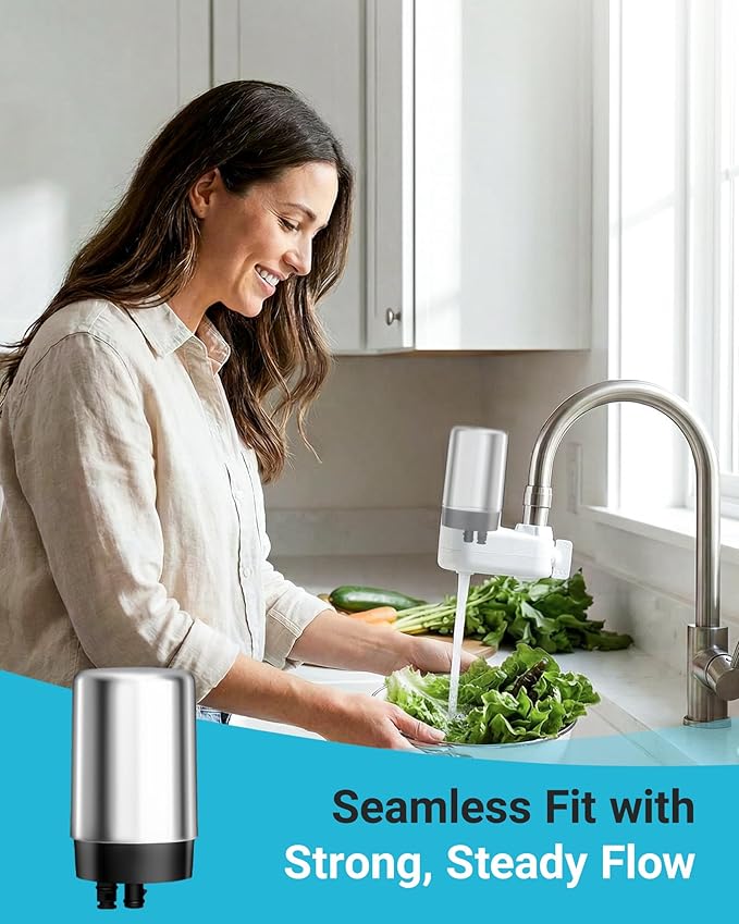 AQUA CREST Faucet Water Filter, Replacement for Brita® Filter, Brita® 36311 On Tap Water Filtration System, FR-200, FF-100, 100 Gallons, Chrome (2 Packs)