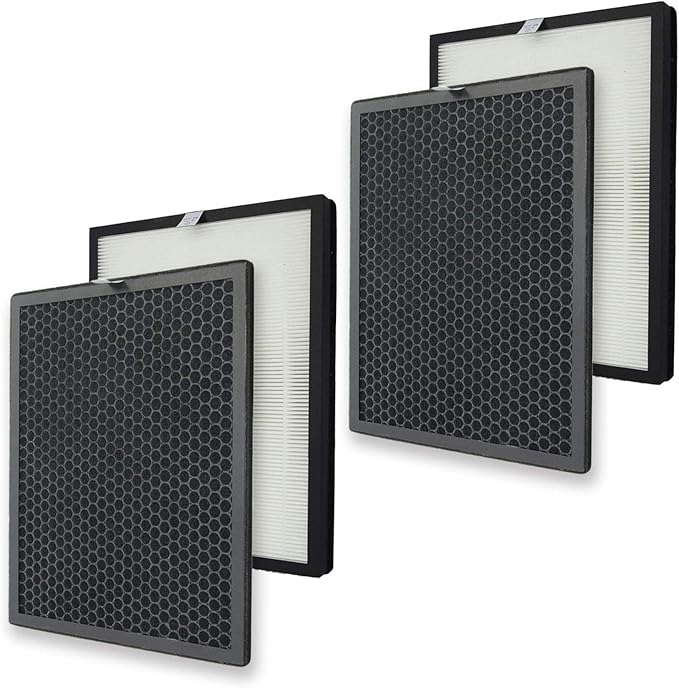 PUREBURG Replacement Filter Set Compatible with Alexapure Breeze 3049 AP-B102 Air Purifier,2-Pack H13 HEPA & Activated Carbon Filter Air Clean PM2.5 Odor smoke VOCs