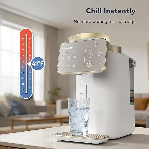 NatureFlow Y60EC Cold Reverse Osmosis Water Mineralization System — Featuring Natural Mineral Activation, 10-Stage RO Filtration, Ultra Dual UV, Alkaline Water,4:1 Pure-to-Drain Ratio
