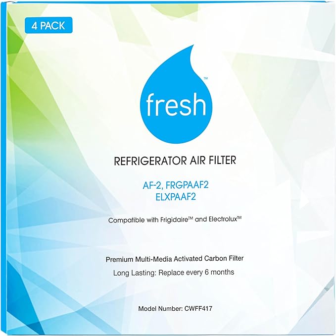 FRESH AF-2 Refrigerator Air Filter Replacement for Frigidaire - Compatible with Models: FRGPAAF2, RAF-2, Electrolux ELXPAAF2 - Advanced Carbon Filter Technology - (4 Pack) Air filter by MIST