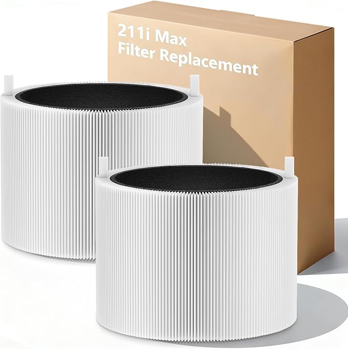 2 Pack 211i Max Replacement Filter Compatible with Blueair Blue Pure 211i Max Air Purifier. Blue Pure F2MAX, 3-in-1 H13 Ture HEPA and High-Efficiency Activated Carbon Filters, Replacement Part #F2MAX