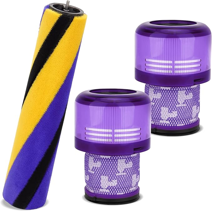 Filter and Soft Brush Roller Compatible with Dyson V15 Detect Handheld Vacuum Cleaner, Parts No.971634-01, 2 Pack Accessories V15 HEPA Filters & 1 Brush roller