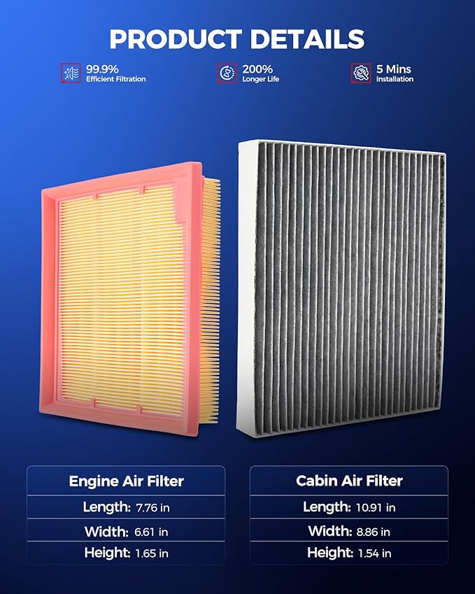 KAX Engine & Cabin Air Filter Kit, Replacement for Ford Maverick 2022-2026, Escape 2020-2026, Lincoln Corsair 2021-2026, Replace# CA12813 CF12772