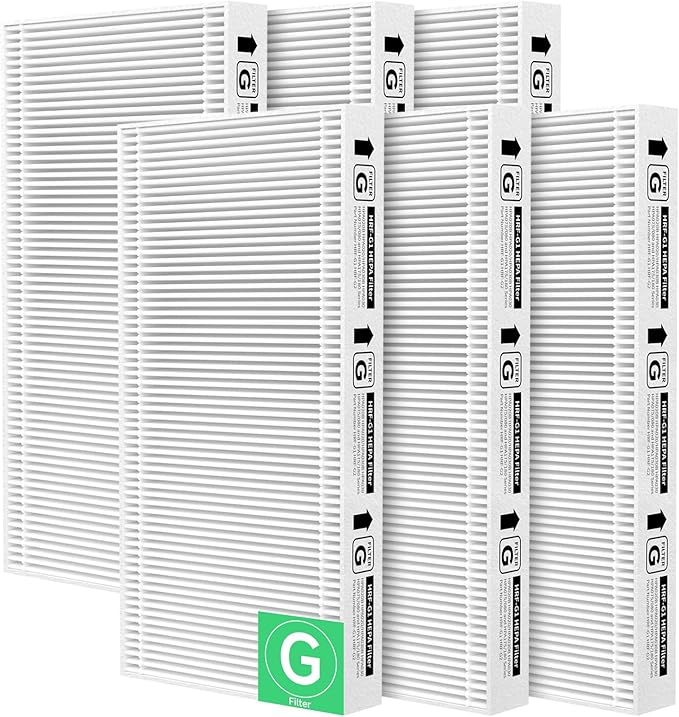 6-Pack HRF-G Replacement Filter Compatible with Honey-well HPA030/HPA080/HPA180/HPA020/HPA075/HPA175 Series Purifiers Filter G, Part Number HRF-G1/HRF-G2