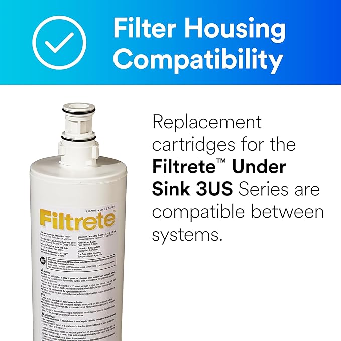 Filtrete Replacement Filter 3US-AF01 Standard Under Sink Quick Change Water Filtration, White (Pack of 2)