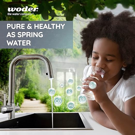 Woder WD-GEN4-2512-DC (New WD-10K-DC) Under Sink Water Filter w Direct Connection to Main Faucet. WQA Certified. Removes Chlorine, Lead, Heavy Metals, Contaminants. USA Made