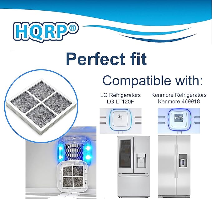 HQRP 2-Pack LT120F Air Filter compatible with LG LMXS27626S LMXS27676D LMXS27766S LMXS30746S UPFXC2466S LMXS30776S LMXS30756S LMXS30786S LMXS30796D LNXC23726S LNXC23766D Refrigerator