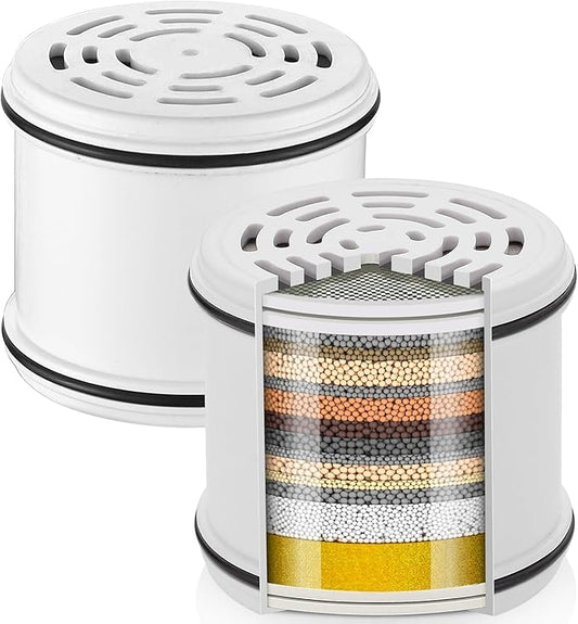 Cobbe 2 Pack Replacement Filters for Fixed Showerheads - Water Softener Filters Beads for Hard Water - Remove Chlorine - Reduces Dry Itchy Skin
