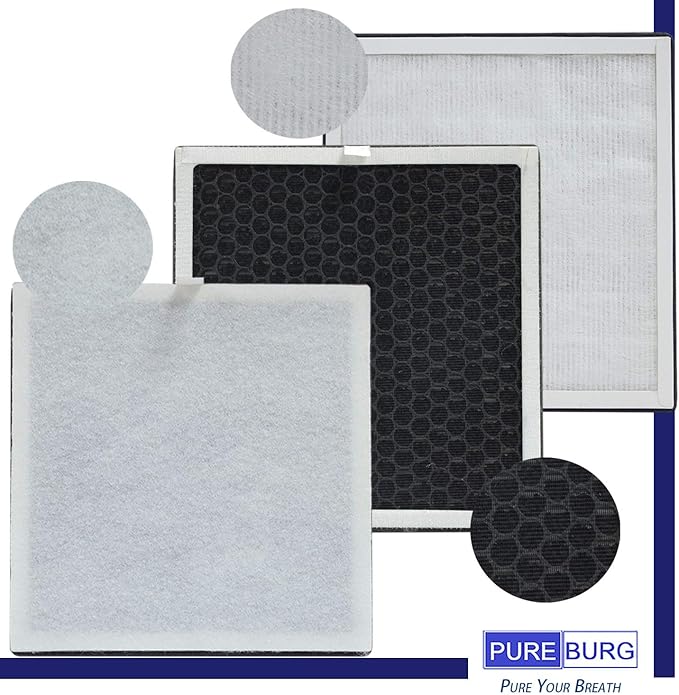PUREBURG PEAIRFIL Replacement Filter Compatible with Pure Enrichment PureZone Air Purifier PEAIRPLG,2-Pack H13 HEPA Activated Carbon 4-Stage Filtration