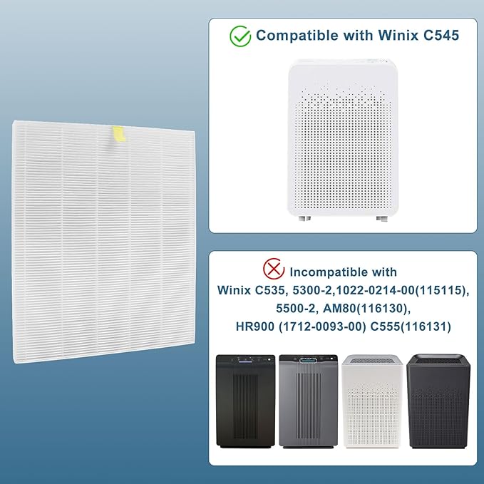 C545 Replacement Filter Compatible with winix C545, Part Number 1712-0096-00 and 2522-0058-00, 2 True Filter + 4 Activated Carbon Filters
