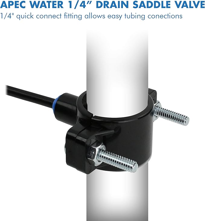 APEC Water Systems Drain Saddle Valve with 1/4" Quick Connect for Under-Sink Reverse Osmosis System (Saddle-Drain)