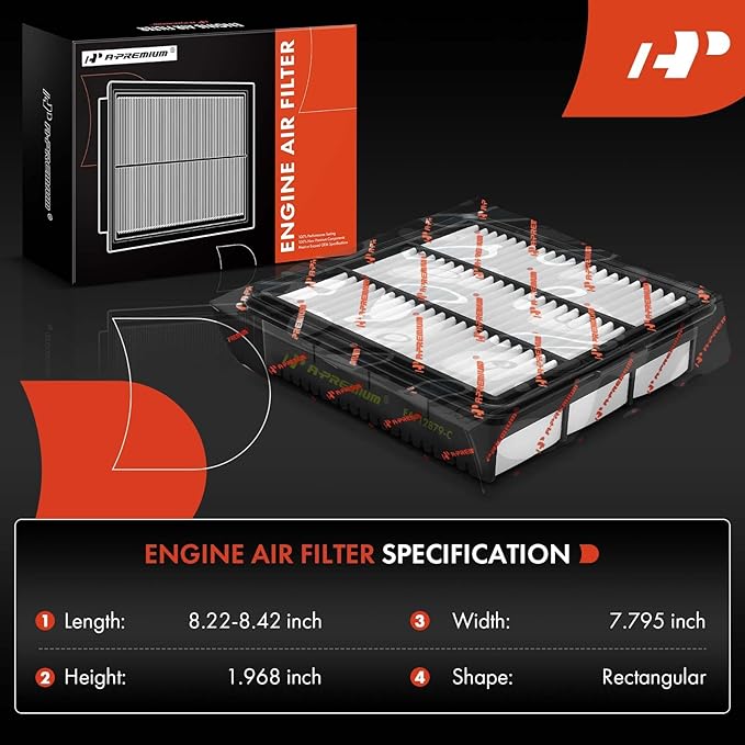 A-Premium Engine Air Filter Compatible with Hyundai Elantra 2021-2023, Elantra N 2022-2023, 1.6L 2.0L Gas, Replace# 28113-AA100, 28113AA100