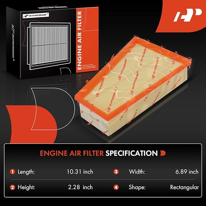 A-Premium Engine Air Filter Compatible with Infinit QX30 & Mercedes-Benz W205 B250, CLA250, GLA250, 2013-2020, Flexible Panel, Replace# 2700940004