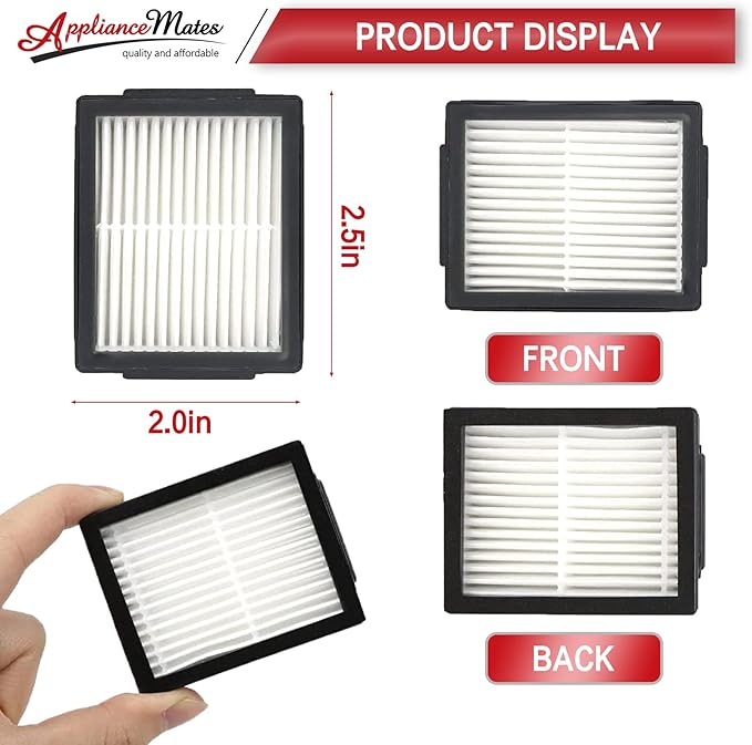 Filters Replacement for iRobot Roomba E I & J Series i7 i7+/plus i3 i3+ i4 i4+ i5 i5+ i6 i6+ i8 i8+ E5 E6 E7 Vacuum Cleaner Parts, 6 Pack High Efficiency Filters + 1 Cleaning Brush