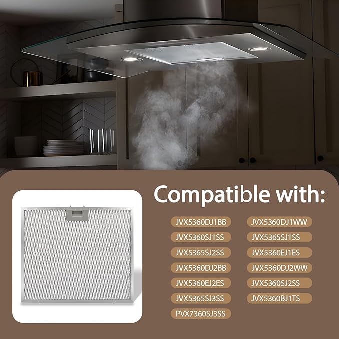 2 PCS WB02X27203 Range Hood Grease Filter Compatible with GE Range Hood JVX5360DJ1BB JVX5360DJ1WW JVX5360SJ1SS JVX5365SJ1SS JVX5365SJ2SS