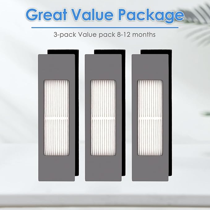 (3 Pieces) N10 HEPA Filter for Robot Vacuum Ecovacs DEEBOT OZMO N10 N10 Plus 920 950 T8 AIVI Max T9 T5 N5 N7 N8+ N8 Pro Plus DX55 DX93 DJ65, Robot Vacuum Cleaner Filter Accessories