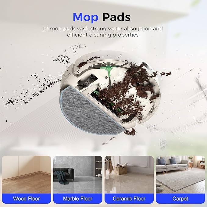 27 Pcs Replacement Parts for iRobot Roomba 104Combo/105 Vac/ 105 Combo/ Q052/ Q0520 Robot Vacuum, Include 2 Main Brushes, 6 Dust Bags, 6 Mop Pads, 6 Filters, 6 Side Brushes and 1 Cleaning Brush