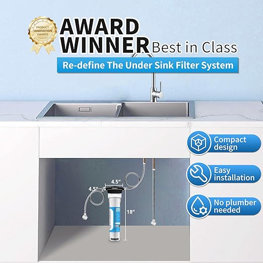 WINGSOL Water Filter for Sink Faucet, Reduce Heavy Metals/Chlorine/PFAS/PFOA/PFOS/Odor/Sediment, NSF/ANSI 42&53 Improve Taste, EZ Change Life Indication Mineral pH+ Under Sink Water Filter (Advanced)