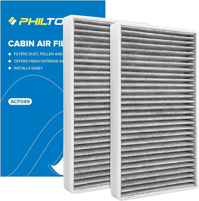 PHILTOP Cabin Air Filter w/Activated Carbon, Compatible with CF8791A Chevrolet Silverado 1500 1999-2002, Suburban, Avalanche, 2500 HD 3500, Tahoe, Fit for GMC Sierra and Cadillac Escalade, Pack of 2