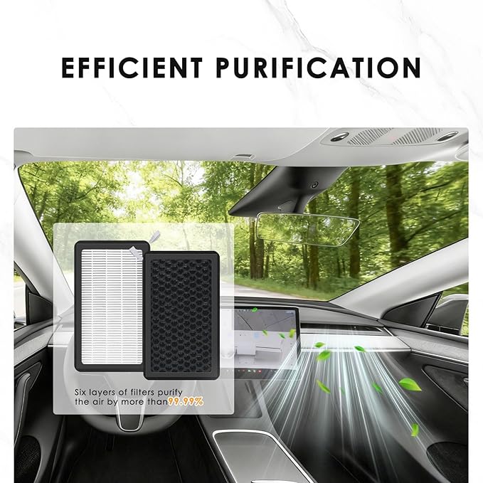 Tesla Model 3 Model Y Air Filter HEPA 2 Pack with Activated Carbon Tesla Cabin Air Filter Replacement (2016-2025)